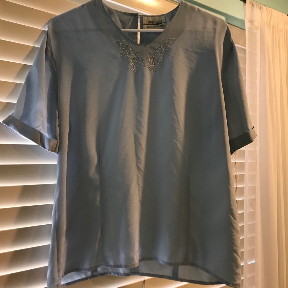 Elegant light blue Liquid Silk blouse